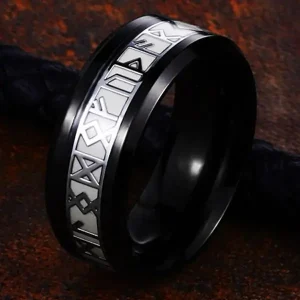 Ring – Nordisk mytologi – Runor svart med vit bakgrund