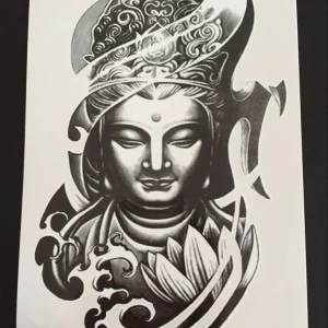 Tillfällig Tatuering 21 x 15cm – Spiritual Black & Grey