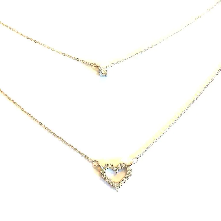 Halsband i äkta silver, S925 hjärta med kristaller - Bild 4