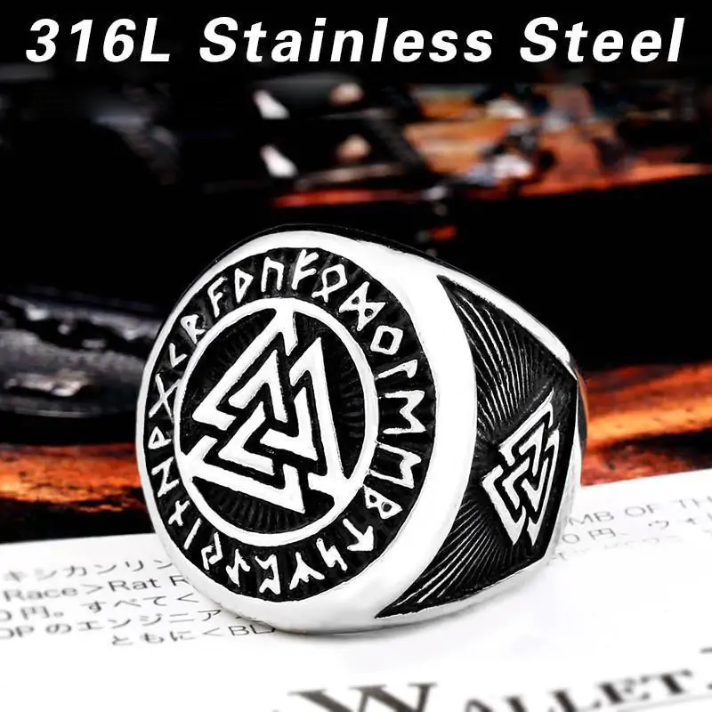 Ring – Nordisk Mytologi – Valknut med runor - Bild 3