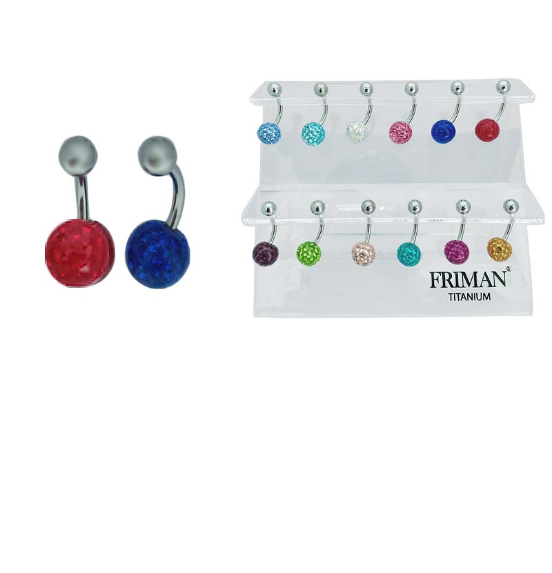 12st Kvalitets Piercing i Titan G23 (Navel Piercing Glitterbollar, Anv. Navel) - Bild 2