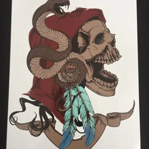 Tillfällig Tatuering 21 x 15cm – Native american Skull