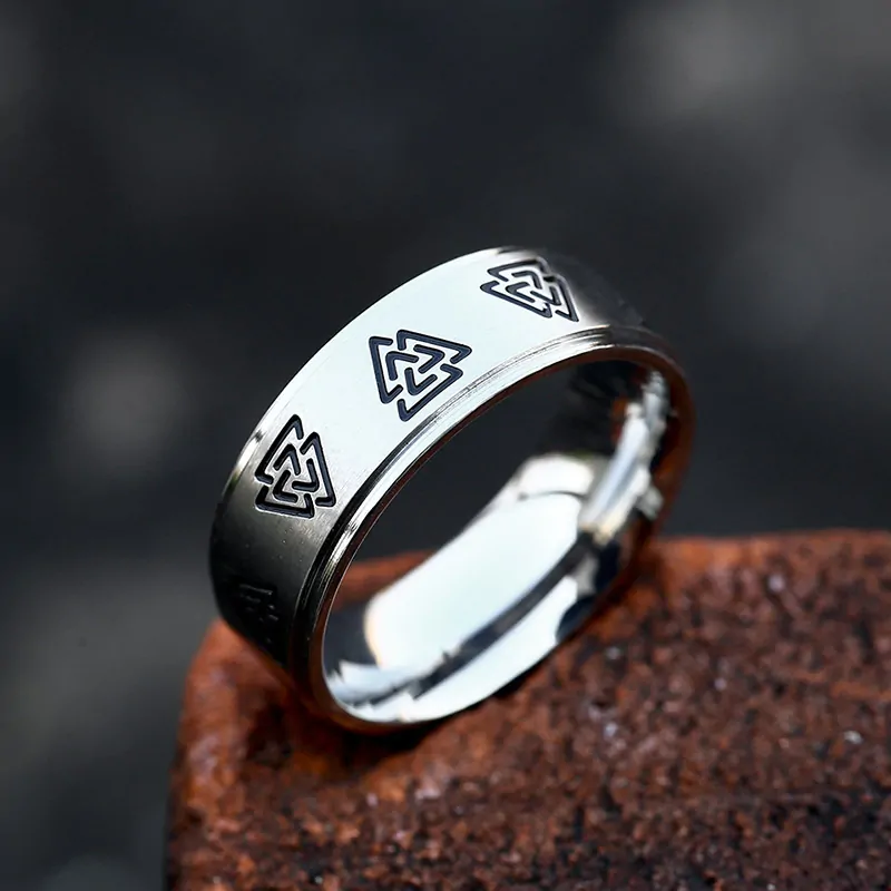 Ring – Nordisk Mytologi – Valknutar borstat stål - Bild 2